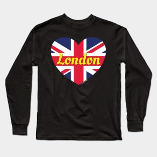 London England UK British Flag Heart Long Sleeve T-Shirt